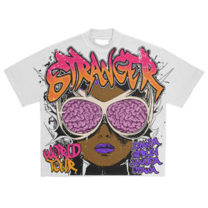 Camiseta de gran tamaño con lavado ácido y estampado de pantalla completa Vintage de alta calidad, Camiseta lisa de algodón 100% para hombres - Product Image 2