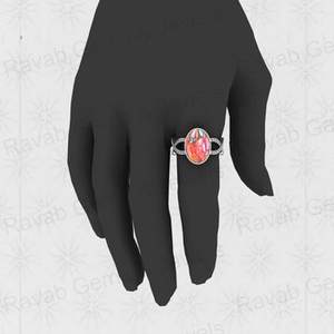 925 Sterling Silver Spiny Oyster <b>Turquoise</b> Gemstone Bezel Setting Rhodium Plated Women's Unisex Wedding Engagement Party <b>Ring</b> - Product Image 5