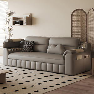 Z5 # Canapé-<span class=keywords><strong>lit</strong></span> modulaire pliable moderne 501 avec rangement, haut-parleur Bluetooth, cadre en métal, revêtement en tissu, 3 <span class=keywords><strong>places</strong></span> pour salon et chambre à coucher - Product Image 4