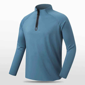 OEM Custom Logo 1/4 Zipper <b>Men's</b> Active Sport Shirt Polyester Elastane Quick-Dry <b>Long</b> <b>Sleeve</b> <b>Top</b> - Product Image 6