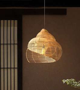 Modern Rattan Lampshade Rattan Conch Chandelier <b>Bamboo</b> Pendant <b>Light</b> - Product Image 1