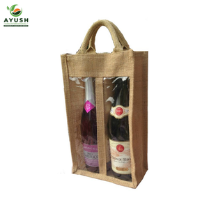 Bolsas para botellas de licor hechas de yute y algodón 100% natural, bolsas personalizadas para tiendas de vinos y centros comerciales - Product Image 5