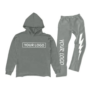 Vente en gros de combinaisons de jogging en coton coupe ajustée pour l'hiver streetwear pour hommes ensembles de pantalons de survêtement et de sweat à capuche survêtement empilé - Product Image 1