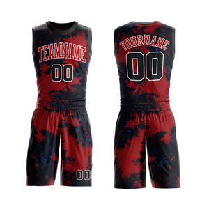 Nom de l'équipe personnalisé sublimation uniforme de basket-ball rouge et noir couleur respirant maillot de sport kit d'uniformes de basket-ball - Product Image 3
