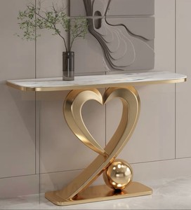 โต๊ะคอนโซลหินอ่อนทันสมัยหรูหราสำหรับวิลล่าโต๊ะกาแฟโลหะหนักร่วมสมัยสำหรับห้องนั่งเล่นโรงแรมเฟอร์นิเจอร์ตกแต่ง - Product Image 5