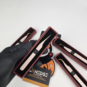 Quality <b>Nude</b> Color Stainless Steel Fiber Tips Anti-Static Durable Eyelash Tweezers with Non-Slip Fiber Grips Custom Colors - Product Image 2