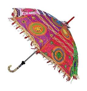Parapluies Indiens Parasol Décoratif Soleil Parapluie En Gros Parasols De Mariage Décor Parapluies Brodés - Product Image 2
