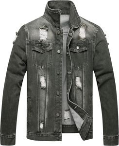 Vente directe d'usine en gros conception de logo personnalisé veste en jean vintage de haute qualité pour hommes 100% coton respirant coupe-vent hiver - Product Image 2