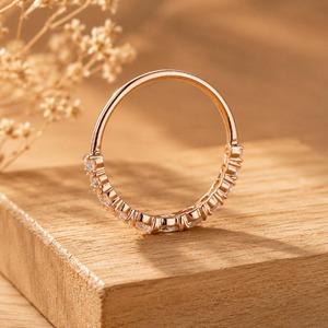 Élégante alliance de mariage en or massif 14 carats avec diamant rond taille rose de 0,54 ct E-F VS cultivé en laboratoire, sertie à griffes – Cadeau d'anniversaire de mariage - Product Image 4
