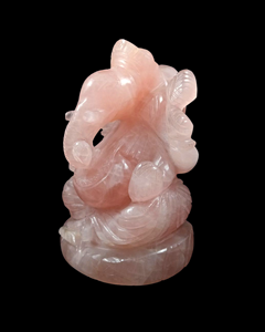 Natural Rose Quartz Ganesha Statue Handmade Through-Carved Pink Environmentally Friendly Feng Shui for Prayer Room Pooja - Product Image 3