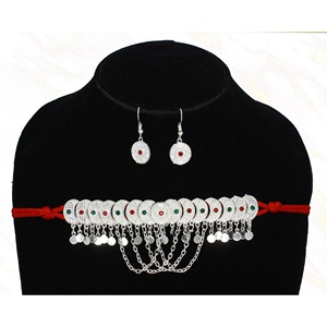 Ensemble de colliers arabes, bijoux du Moyen-Orient, collier en argent de Dubaï, collier plaqué argent, collier arabe traditionnel, ensemble arabe traditionnel - Product Image 6
