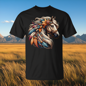 Camiseta Promocional de Equitación Western con Diseño Floral de Caballo Salvaje - Product Image 3