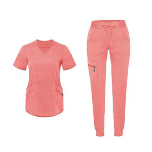 Vente en gros Ensemble de gommage médical pour femme Tenue d'hôpital en tissu doux uniforme d'infirmière respirante en Spandex à manches courtes - Product Image 6