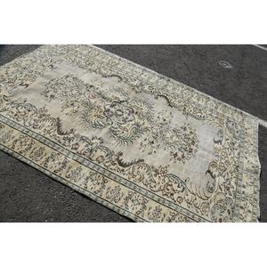 Tapis traditionnel en laine marron beige 5.7x9 pieds classique Vintage Design turc Patchwork Latex pour décorations de chambre à coucher - Product Image 2