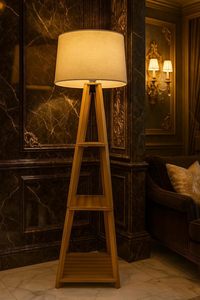 โคมไฟตั้งพื้นไม้สไตล์โมเดิร์น พร้อมชั้นวางของ ชั้นวางไม้ สำหรับตกแต่งห้องนอน ห้องนั่งเล่น และห้องนอน จำหน่ายราคาส่ง - Product Image 6