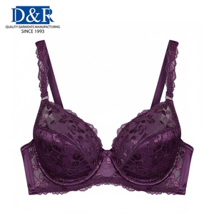 Sujetador de mujer sin aros, transpirable, de una pieza, de seda/algodón, con encaje floral, copas contorneadas, suave y cómodo, servicio OEM - Product Image 1