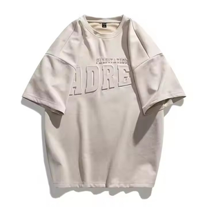 <b>High</b> Quality Men Organic 100% Cotton 3D Printing Emboss <b>Tshirts</b> OEM Breathable Oversized <b>TShirts</b> with customized logo and design - Product Image 5