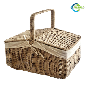 Panier de rangement durable en rotin de jonc de mer en bambou avec doublure en coton doux et amovible Solution de stockage écologique - Product Image 4