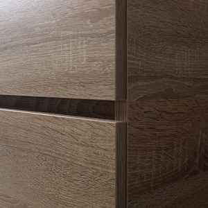 Meuble de salle de bain en chêne naturel de 80 cm avec lavabo noir et miroir Shanghai, ensemble de salle de bain - Product Image 5