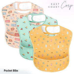 Ensemble de bavoir étanche pour tout-petits avec poche pour attrape-miettes Bavoir de dentition réglable pour bébé Bavoirs alimentaires pour bébés - Product Image 2