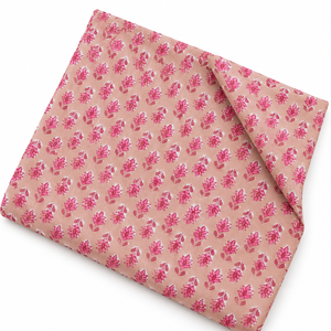 Tissu en voile de coton peigné léger imprimé à la main Pinksa Fashion, motif feuillage jaune et bleu, 90 GSM, Rajasthan - Product Image 1
