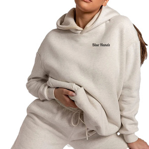 Sudadera con capucha de gran tamaño para mujer Logo personalizado 100% algodón francés transpirable Puff bordado suelto de talla grande invierno - Product Image 1