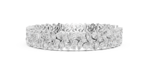Elysian 14K <b>White</b> <b>Gold</b> Rhodium Plated Luxury Double-Row Marquise Cut Diamond <b>Bracelet</b> for Women - Product Image 4