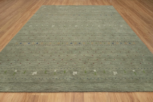 Tapis Gabbeh en laine vert sauge fait main, design tribal minimaliste, grand tapis de sol, décoration d'intérieur confortable pour le salon - Product Image 4