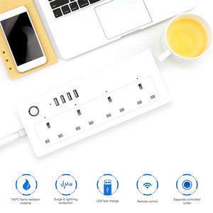 Shenzhen Manufacture Smart <strong>Socket</strong> Tuya UK Four Outlet Plug with USB Port Works with Alexa/Google Assistant PST-SA-P302U - Product Image 3