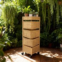 Chariot de rangement moderne en rotin PE, étagère de cuisine rotative multi-niveaux sur pied, organisateur de produits divers et de collations de style pastoral