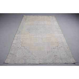 Alfombra Turca Grande de 5.2x8.1 pies, Alfombra Floral Gris Vintage - Product Image 1