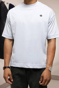 T-shirt à manches courtes en coton lourd pour homme, col rond, coupe ample, couleur unie, pour la fabrication de marques privées OEM - Product Image 5