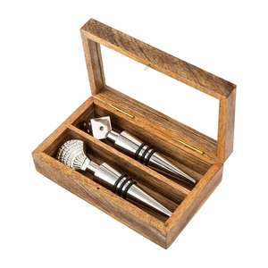 High Quality Metal Shell And Dice Style <b>Wine</b> <b>Stopper</b> Gift Sets Food Contact Safe Decorative Bottle <b>Stopper</b> Wooden Box With Logo - Product Image 4