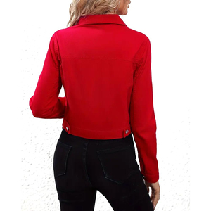 Chaquetas de mezclilla ajustadas con estilo para mujer, diseño de logotipo personalizado, chaquetas de mujer de algodón de Color liso más vendidas - Product Image 2