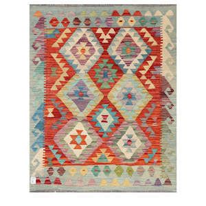Alfombra Kilim de Maimana, Afganistán, 128 x 104 cm, Alfombras y Juegos de Alfombras - Product Image 1
