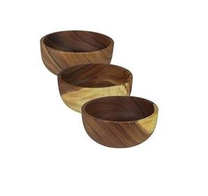 Bol de service et saladier en bois de luxe faits à la main pour mariage, finition bois naturel, vaisselle de table - Product Image 3