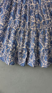 Femmes élégant bohème longue Boho robe réglable bloc naturel imprimé coton Maxi jupe pli cordon décontracté à plusieurs niveaux Mini - Product Image 5