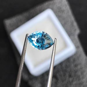 พลอยรูปไข่โทแพซสีฟ้าธรรมชาติ100% 3มม. สำหรับตกแต่งบ้าน - Product Image 1