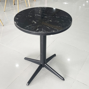Modern Black Stone Top & Powder-Coated Iron <b>Leg</b> Round <b>Coffee</b> <b>Table</b> <b>for</b> Living Room CFD68073 - Product Image 3