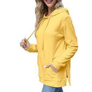 Sweat-shirts pour femmes en molleton français surdimensionné et lourd, 100% coton, impression personnalisée du logo, sweat-shirt vierge de haute qualité, logo délavé - Product Image 3