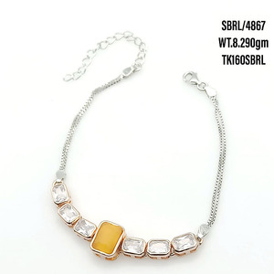 Aqua calcédoine bracelet réglable plaqué or agate jaune bracelet de tennis en argent sterling 925 avec Zircon scintillant pour femmes - Product Image 3