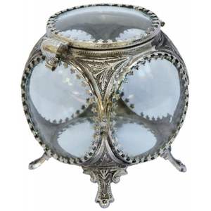 Boîte à bijoux fantaisie en laiton et verre Design personnalisé Boîte à bijoux antique en verre et laiton Exportateur en gros - Product Image 1