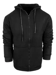 Sweat à capuche élégant en molleton beige avec poches kangourou Impression personnalisée à glissière-Confortable 100% coton Concevez votre propre sweat à capuche - Product Image 2