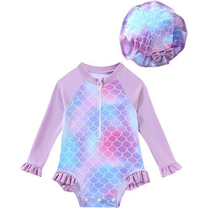 Maillot de bain d'été imprimé personnalisé de haute qualité pour filles avec manches maillot de bain une pièce pour petite fille avec bonnet de bain maillots de bain pour bébés - Product Image 6