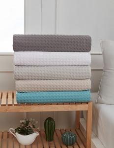 100% algodón Openend hilo Waffle manta 320 GSM estilo moderno 200*235 CM Pastel de color Pastel - Product Image 1