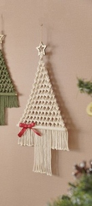 Tenture murale en macramé vert bohème personnalisée faite à la main forme carrée légère pour la décoration intérieure et l'arbre d'ornement de Noël - Product Image 6