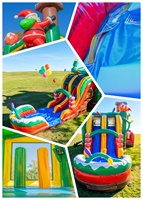 Château gonflable sur le thème de Noël Super Castel, château gonflable avec toboggan pour les fêtes et les événements