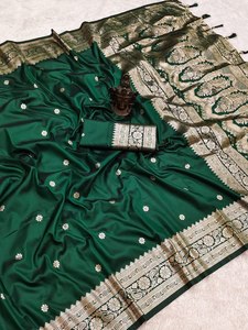 Tela de Seda Kota Suave y Pura, Tejido con un Rico Pallu, Sari Tradicional Indio de Longitud Larga para Bodas y Fiestas, Blusa a Juego - Product Image 6