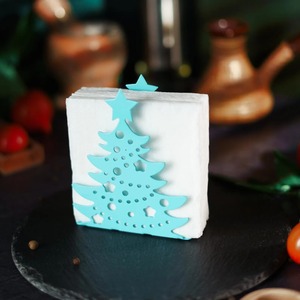 Porte-serviettes en forme de sapin de Noël bleu pour table à manger, comptoir de cuisine, décoration de vacances et divertissements festifs en provenance d'Inde - Product Image 5