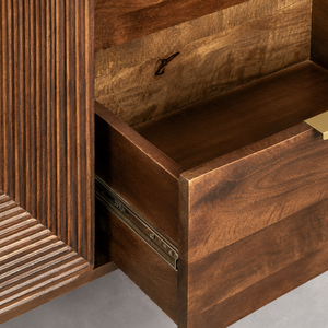 Modern Solid Wood <b>Sideboard</b> Cabinet Flat Panel Door <b>Storage</b> Buffet Living Room Freestanding Organizer with 3 Shelves - Product Image 3